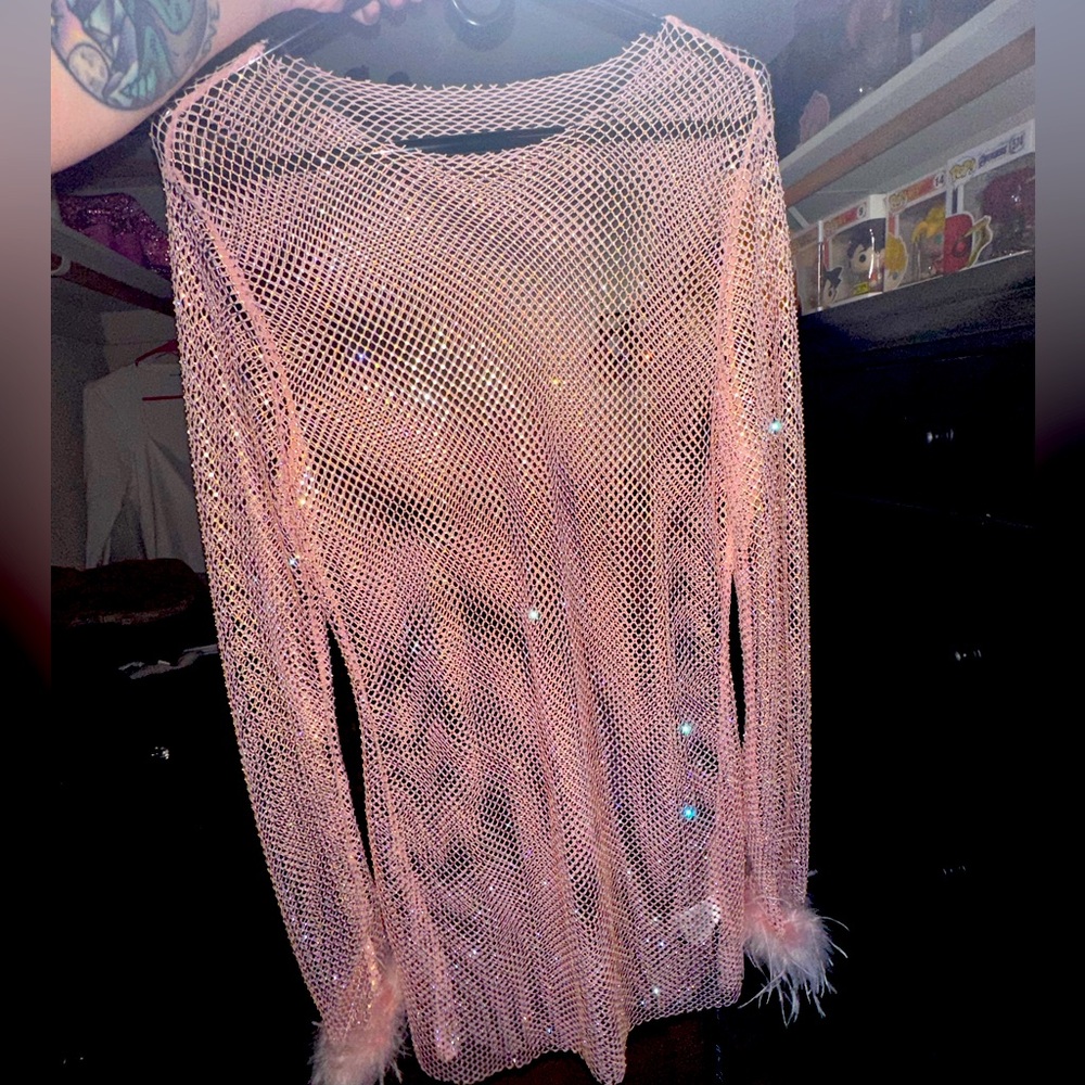 Pink Sheer Sparkle Dress